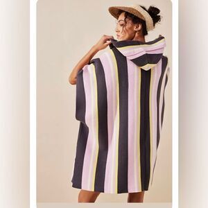 Free People All I Need Striped Hooded Kimono Poncho
